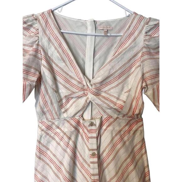 Rebecca Taylor  Button-Front Linen Striped Dress - Picture 4 of 12